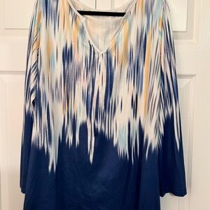 Rosegal Blue and Cream Patterned Tunic
